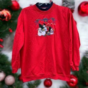 Bobbie Brooks Ugly Christmas Sweatshirt Pullover Women Sz XL Snowman Embroidered